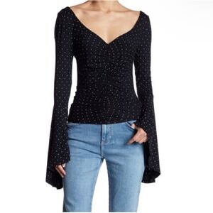 Free People We The Free What A Babe Bell Sleeve Ruched Top Large